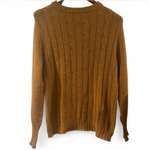 Vintage Men's Rustic Brown Shetland Wool Cable Knit Sweater Size Medium